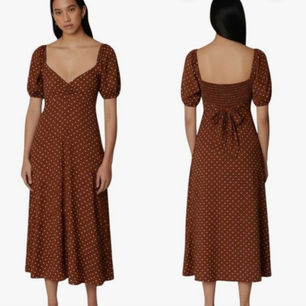 Faithfull the Brand Brown Polka Dot Maxi Dress